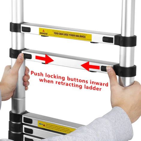 FREOSEN 5M Échelle Télescopique Portable Echelle Multi-Fonction En Aluminium,Capacité 150 Kg ,13 Echelons+ Sac + Gants – Image 5