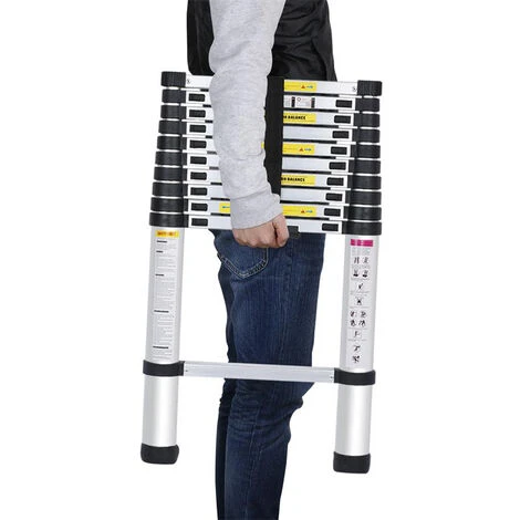 FREOSEN 3.2M Echelle Télescopique Portable Multifonctions Aluminium Pliable, Avec Sac De Transport Et Gants, Charge Max 150kg – Image 4