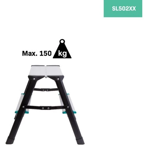 Escabeau Double – 2 Marches - Antidérapant - Capacité De Charge Maximale 150kg – Hauteur De 43cm Max . – Image 4