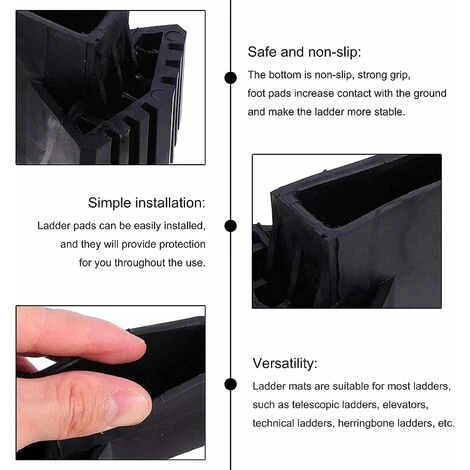 Couvre-pieds D'échelle Pieds Pieds D'échelle D'extension Échelle Patins En Caoutchouc Antidérapants Pieds De Remplacement D'échelle Universel Antidérapants En Caoutchouc,Irisfr (4pcs) – Image 4