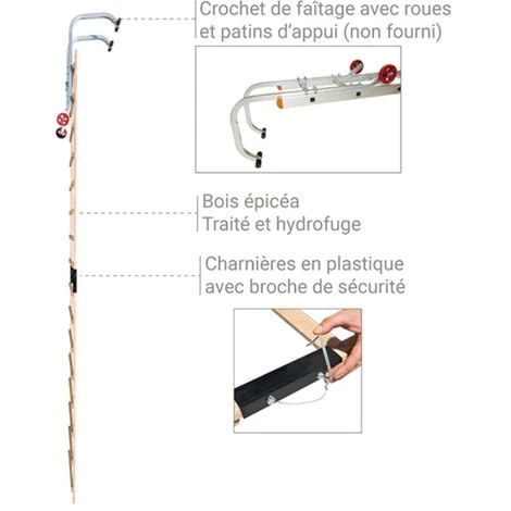 HAILO Echelle De Toit En Bois 4.00m Sans Crochet De Faîtage - 2x2m - 1216-001 – Image 2