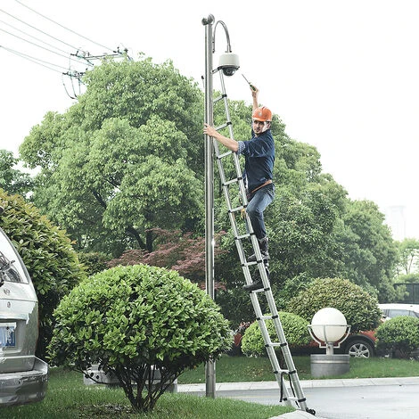 DazHom ® 14 Echelons Échelle TéLescopique , Echelle Aluminium, Crochet Et Barre Stabilisatrice, Charge Maximale 150kg, 3,8M – Image 5