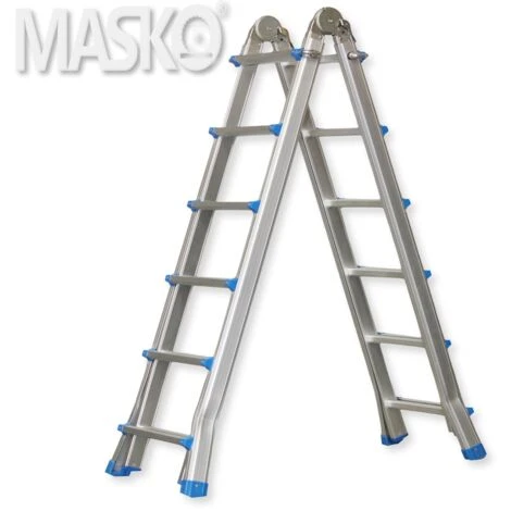 Masko® Aluminium échelle Télescopique Multifonctionnel En Aluminium échelle Pliante échelle, 5.10m / 4x5 Sprossen Black/Rot (de) – Image 4