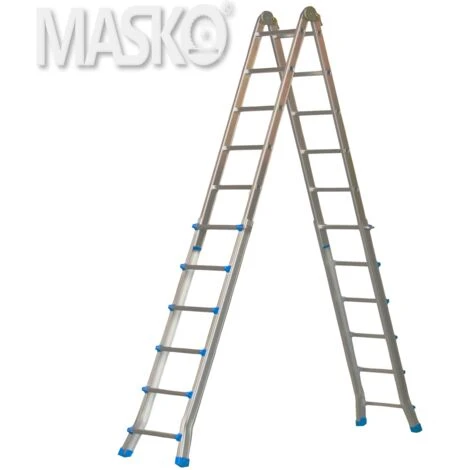 Masko® Aluminium échelle Télescopique Multifonctionnel En Aluminium échelle Pliante échelle, 5.10m / 4x5 Sprossen Black/Rot (de) – Image 5