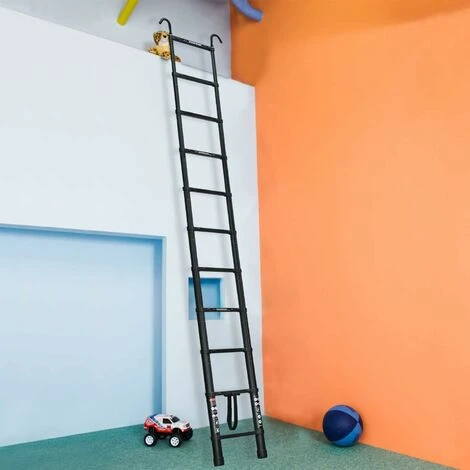 Échelle Télescopique De 3,2 M Avec Crochet, échelle à Rallonge En Aluminium, échelle Pliante Antidérapante, échelle Polyvalente En Aluminium De Haute Qualité Avec Rétraction à Un Bouton, Capacité De Charge De 330 Lb – Image 4