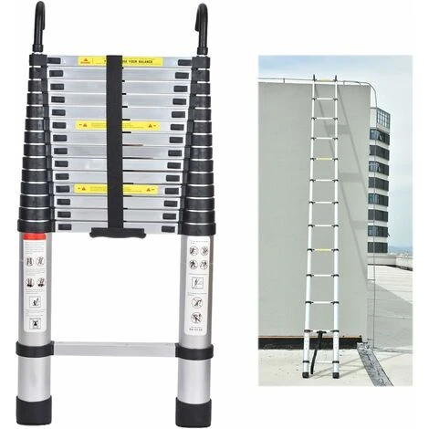 Échelle Polyvalente En Aluminium De 4,4 M, échelle Télescopique Avec Crochet Amovible, échelle Extensible, échelle Pliante, Marches Antidérapantes, échelle Multifonctions, Escabeau, Capacité De Charge De 150 Kg – Image 2