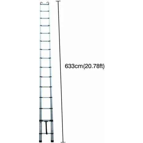 Échelle Polyvalente Échelle Télescopique De 6,2 M Avec Crochet Amovible Échelle Pliante En Aluminium Échelle Antidérapante Extensible Robuste Capacité De Charge De 150 Kg/330 Lb – Image 4