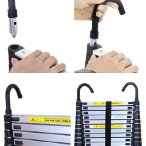 Échelle Polyvalente Échelle Télescopique De 6,2 M Avec Crochet Amovible Échelle Pliante En Aluminium Échelle Antidérapante Extensible Robuste Capacité De Charge De 150 Kg/330 Lb – Image 5