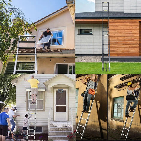 Échelle Télescopique 4.7M, Extensible Ladder Aluminium Échelle Multi-Fonction, Charge Max 150KG, Tout Noir – Image 5