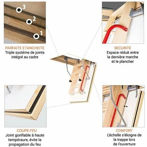 Escalier Bois Coupe Feu 60min - 2.80m Sous Plafond - TrĂ©mie 60X100cm - LWF60/60100-280 â Image 4