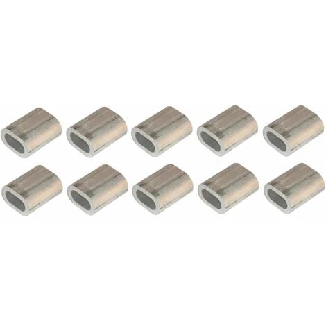 10x Manchon à Sertir 5mm Aluminium Pour Câble Acier Armature Raccord Connecteur Réparation Serre