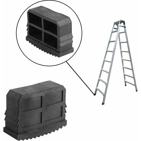 Lot De 2 Pieds D'escalier Universels En Caoutchouc, Pied D'échelle Antidérapant Pieds De Rechange Pour Echelle Pieds De Sécurité Durable Noir – Image 3
