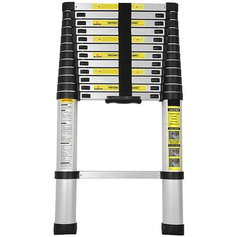 SWANEW Echelle Télescopique Jusqu'à 150 Kg Escabeau Stable En Aluminium 3,8 M