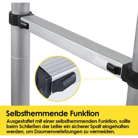 SWANEW Echelle Télescopique Jusqu'à 150 Kg Escabeau Stable En Aluminium 3,8 M – Image 3