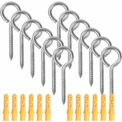 Déstockage 12 Pcs M6×80mm Crochets à Oeil Vis Avec Tubes D'expansion, Crochets Piton à Visser En Acier Inoxydable, Boulon à œil Oeillets à Vis, Auto Taraudeuse Anneau Vis Pour Suspension Intérieure E