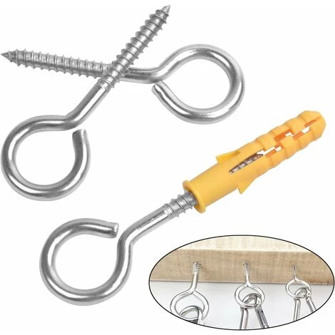 Déstockage 12 Pcs M6×80mm Crochets à Oeil Vis Avec Tubes D'expansion, Crochets Piton à Visser En Acier Inoxydable, Boulon à œil Oeillets à Vis, Auto Taraudeuse Anneau Vis Pour Suspension Intérieure E – Image 4