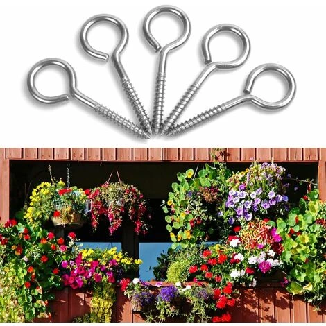 Déstockage 12 Pcs M6×80mm Crochets à Oeil Vis Avec Tubes D'expansion, Crochets Piton à Visser En Acier Inoxydable, Boulon à œil Oeillets à Vis, Auto Taraudeuse Anneau Vis Pour Suspension Intérieure E – Image 5