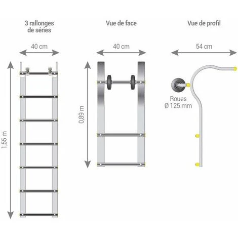 Echelle De Toit 7.10m Avec Crochet (4 Ă©chelles 1.55m + 1 Crochet) - ECHTOIT/710-E25 â Image 3