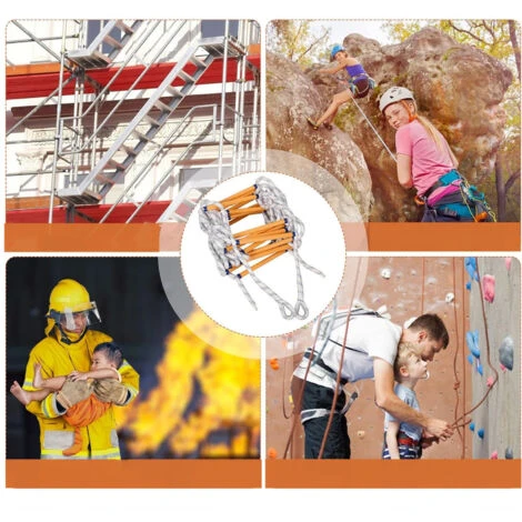 Échelles De Secours 5M Avec Mousquetons Échelle De Corde De Sauvetage Pour Évacuation De Fenêtre, Balcon – Image 4