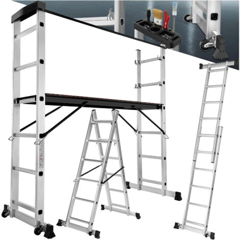 Escabeau Multifonctions - échelle Multifonction, échelle Télescopique Pliante, échafaudage Roulant Aluminium