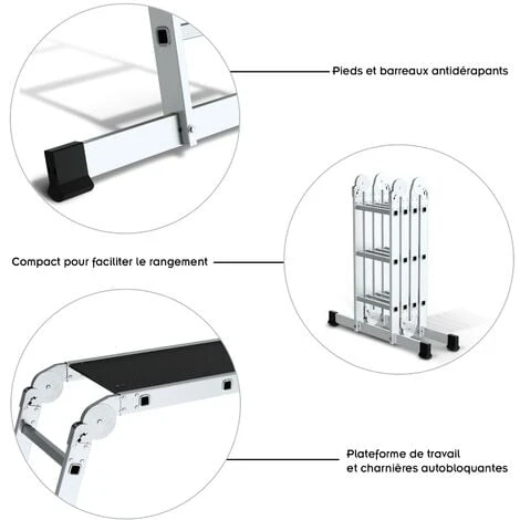 MOD Echelle Modulable En Aluminium 4x3 Avec Plateforme – Image 3