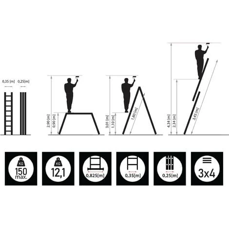 MOD Echelle Modulable En Aluminium 4x3 Avec Plateforme – Image 4