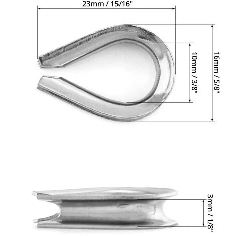 Cosses Pour Câbles Métalliques 3mm En Acier Inoxydable 50 Pièces Lefou – Image 2