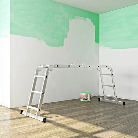 Nova Échelle Multifonctionnelle En Aluminium Pliant Avec Plate-forme D'échafaudage Charge Max. 150 Kg – Image 4