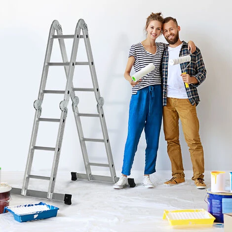 Echelle Aluminium Pliable Multifonction 5 Positions 3,39 M 12 échelons Certification NF EN131 Charge Max. 150 Kg – Image 2