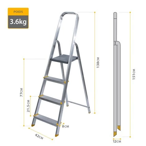 DENZEL - Escabeau 4 Marches En Aluminium - Jusqu'à 150 Kg – Image 4