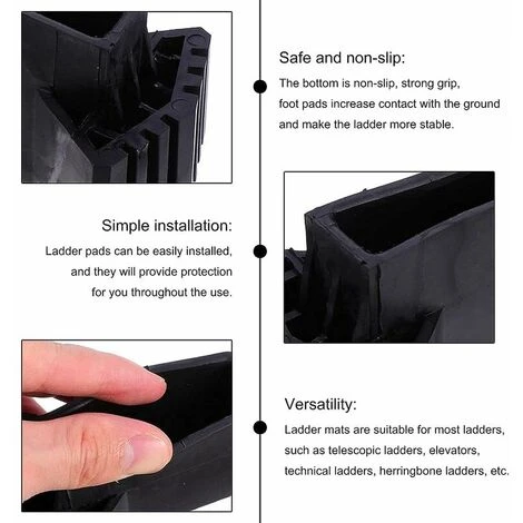 KAEJYIUT-Couvre-pieds D'échelle Pieds Pieds D'échelle D'extension Échelle Patins En Caoutchouc Antidérapants Pieds De Remplacement D'échelle Universel Antidérapants En Caoutchouc,Irisfr (4pcs) – Image 4