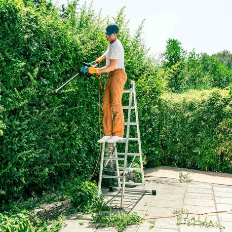 Echelle Transformable 2 Plans StablePro 2x7 Marches Aluminium Extensible Coulissante, 3 Positions, Hauteur Travail Max 4,25m, Garantie 5 Ans, Hostrom â Image 4