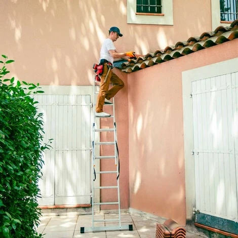 Echelle Transformable 2 Plans StablePro 2x7 Marches Aluminium Extensible Coulissante, 3 Positions, Hauteur Travail Max 4,25m, Garantie 5 Ans, Hostrom â Image 5