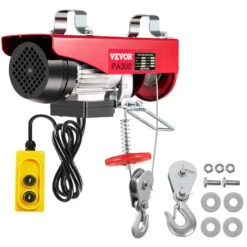 VEVOR Treuil Electrique PA300 Palan 220 V Telecommande Avec Un Cable De 1,5 M Grue De Levage De 550 W Qualite Du Crochet Grande Capacite De Levage Durable Et Stable Efficace Protection De La Securite