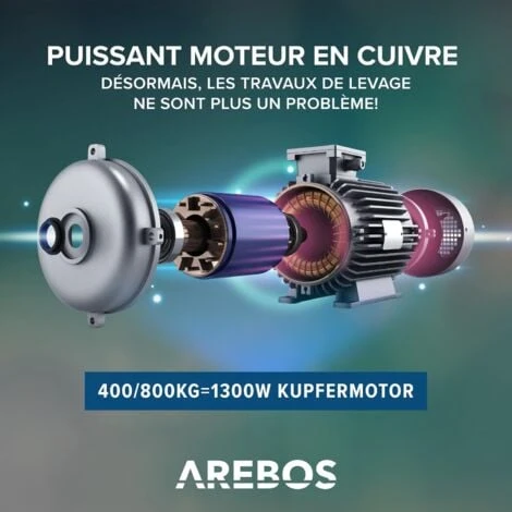 AREBOS Treuil Palan électrique 400/800 Kg 1300W Treuil Palan à Ascenseur Levage Pour Avec Télécommande – Image 3