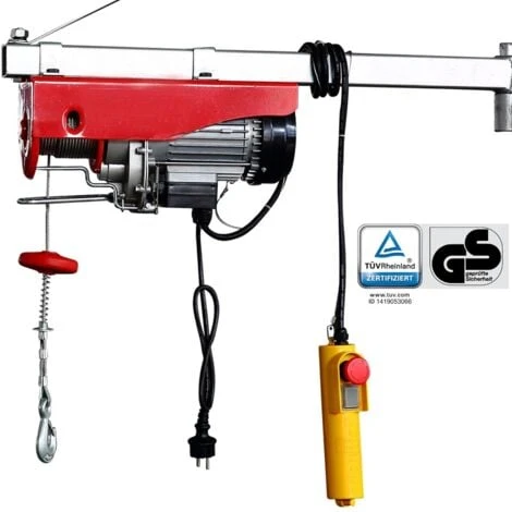 AREBOS Treuil Palan électrique 500/1000 Kg 1300W Treuil Palan à Ascenseur Levage Pour Avec Télécommande, Pour Chariot Élévateu