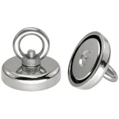 Aimants De Pêche En Néodyme Super Puissants Aimants De Terre Rare Très Résistants Avec Boulons à œil Fraisés Pour La Pêche Magnétique De Récupération 1pcs (20mm)