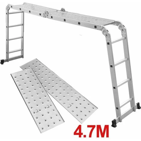 Grandmaster - Échelle Multifonction Pliable 6 En 1, Echelle En Aluminium Pliante 475cm, Plate-forme Incluse, Charge Maximale 150kg, Taille Pliée 126x63x27cm, Echelle Transformable – Image 2