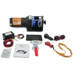 WinchPro - Treuil Électrique 12V 1360kg/3000lbs, Corde Synthétique Dyneema De 12m, 2 Télécommandes (1 Sans Fil, 1 Avec Câble), Plaque De Montage, Idéal Pour Atv, Buggies, Remorques, Quads