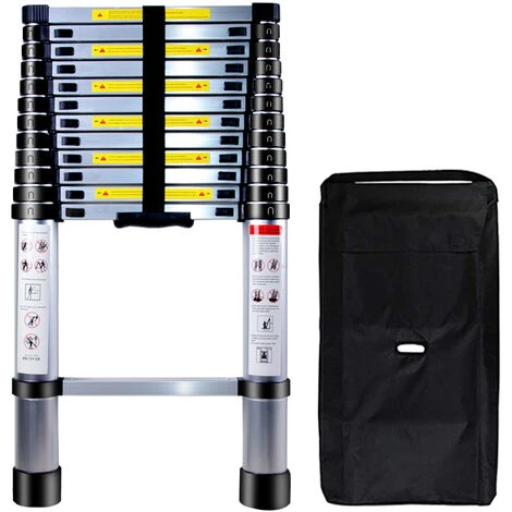 Échelle Telescopique Pliable, Échelle Escalier Escamotable En Aluminium Avec Sac De Transport, Ladder Multifonctionnelle Charge 150 Kg - 3.8M