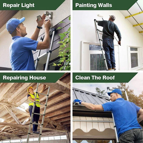 Échelle Telescopique Pliable, Échelle Escalier Escamotable En Aluminium Avec Sac De Transport, Ladder Multifonctionnelle Charge 150 Kg - 3.8M – Image 3