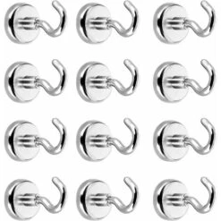 Crochets Magnétiques, Crochet Aimants, Puissant Aimant Néodyme Force D’attraction De 5.5 Kg (12 Pack)