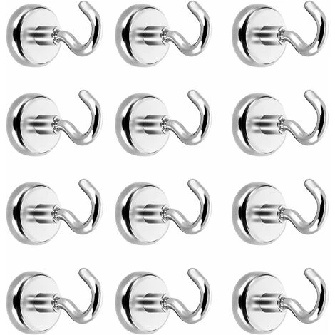 Crochets Magnétiques, Crochet Aimants, Puissant Aimant Néodyme Force D’attraction De 5.5 Kg (12 Pack)