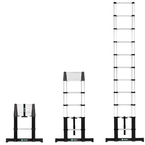 VONROC PRO Échelle Télescopique - 3,20 M - Nouveau Modèle 2023 Fermeture En Douceur Et Barre De Stabilisation