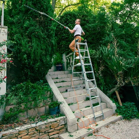 Echelle Transformable 3 Plans StablePro 3x7 Marches Aluminium Extensible Coulissante, 6 Positions, Hauteur Travail Max 5,00m, Garantie 5 Ans, Hostrom â Image 5