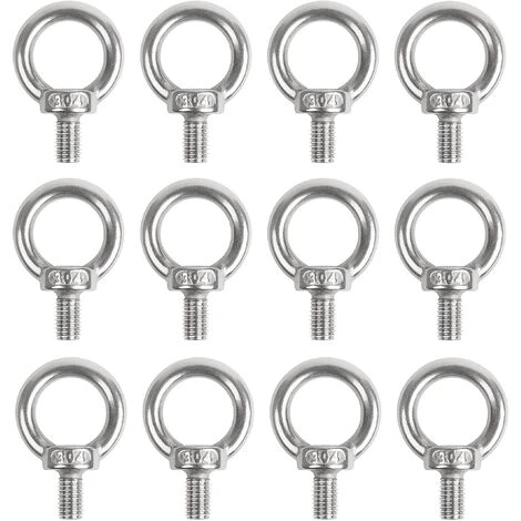 MINKUROW Boulons À Oeil M6 Eye Bolts Anneau De Levage Anneaux Filetage Vis En Acier Inoxydable 304 Pour Sangler Corde Relier Diy 12 Pièces