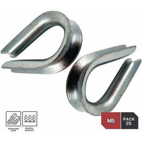 INDUSTRIAL Cosse Coeur M5 Protege Cable Acier Galvanisé Diamètre Cable Acier 5mm Pack 25 Fixation Solide Et Durable Pour Application Marine, Industrielle, Serre Cable, Entre Autres. – Image 4