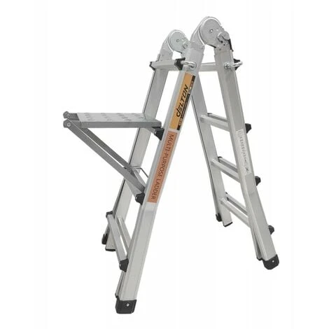 Échelle Articulée Pliante Et Télescopique En Aluminium 4x4 Marches 3,88m + 1 Tablette – Image 2