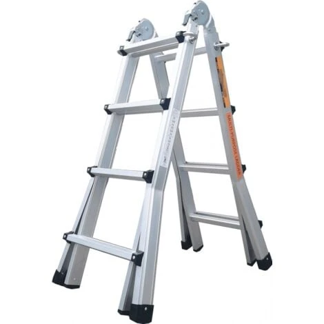 Échelle Articulée Pliante Et Télescopique En Aluminium 4x4 Marches 3,88m + 1 Tablette – Image 4