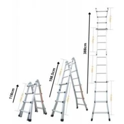 Échelle Articulée Et Télescopique Pliante En Aluminium 4x4 Marches 3,88m
